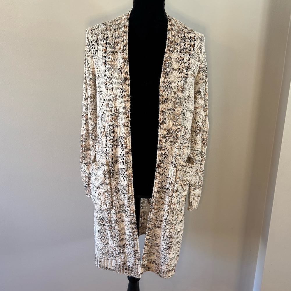 Knox Rose Long Cardigan Women’s Medium Knit Sweater Neutral Colors